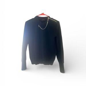 Louis Vuitton Black Crewneck Sweater with Chain Accent